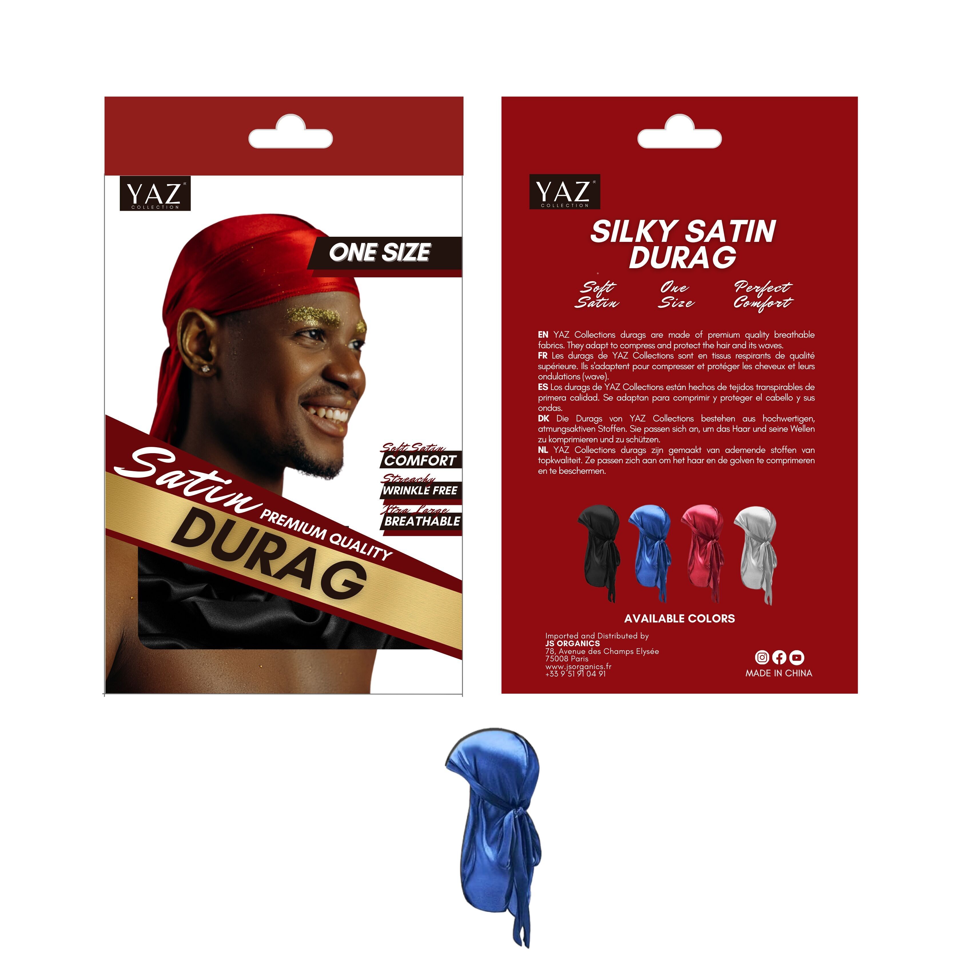 Yaz Collections - Durag in raso di seta BLU JS0539
