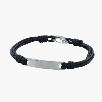 Bracelet ID en cuir noir 1