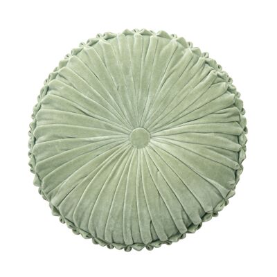 Coussin rond en velours fait main, vert pistache - 40 cm