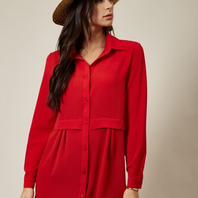 Chemise oversize à manches longues en rouge