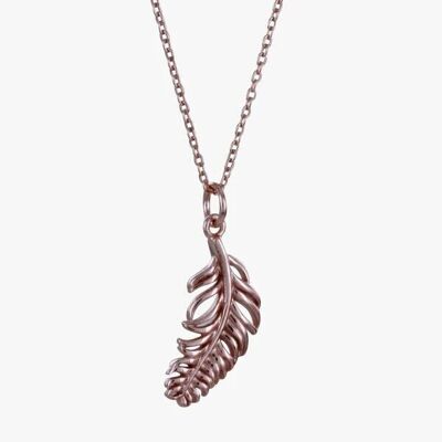 Collier en argent sterling avec une seule plume Rose