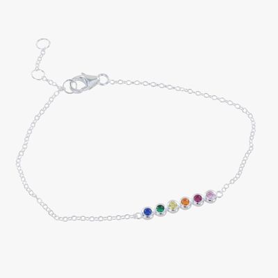 Bracelet en argent sterling avec pierres arc-en-ciel