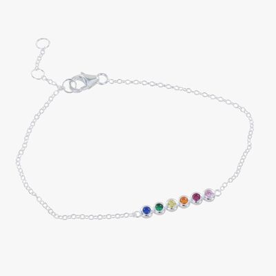 Sterling Silver Rainbow Stone Bracelet