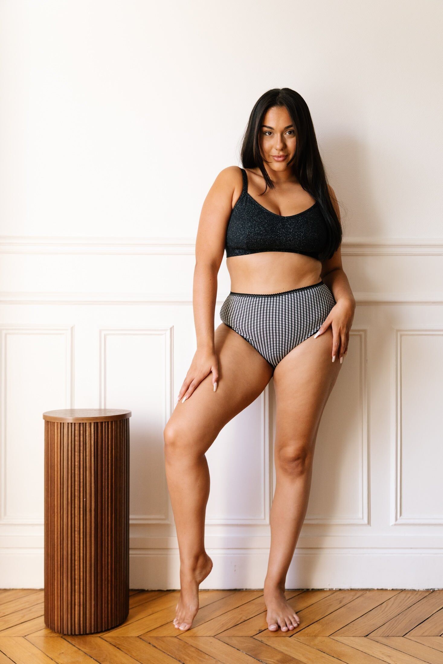 Slip a vita alta in cotone biologico - Vichy Pirate Black