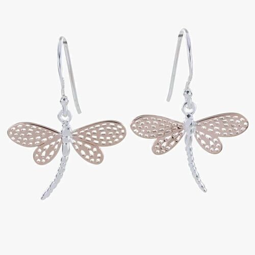 Dragonfly Sterling Silver Earrings Rose