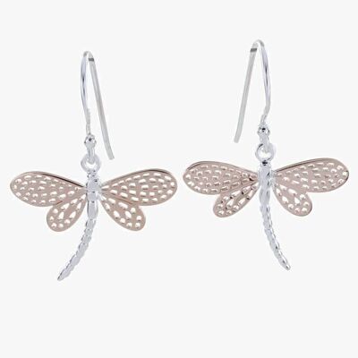 Boucles d'oreilles libellule en argent sterling Rose