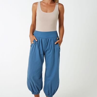 Pantaloni dalla vestibilità rilassata con bottoni in denim