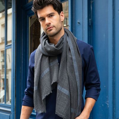 Écharpe homme gris foncé INIS MOR - laine mérinos