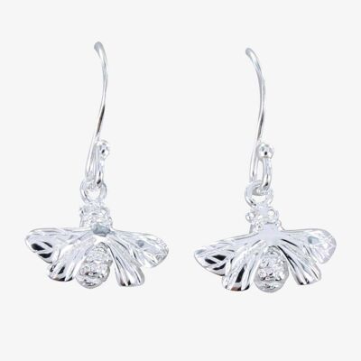 Aretes colgantes de plata con abeja reina