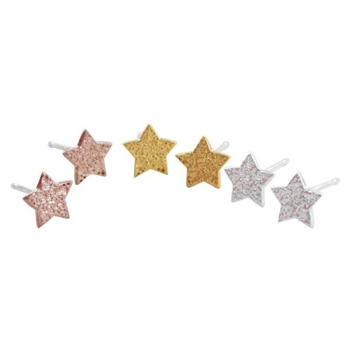 Textured Star Studs Gold