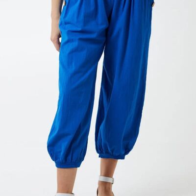 Pantalon boutonné coupe décontractée en bleu royal