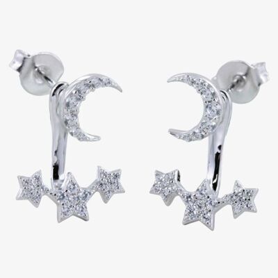 Moon and Star Pave Ear Cuff