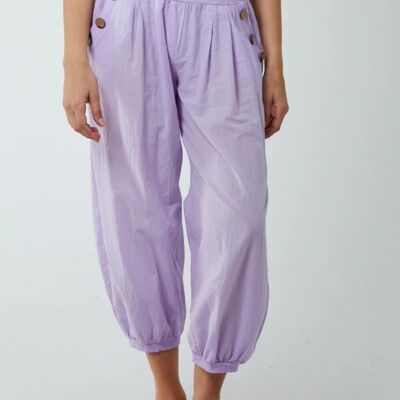 Pantalon détaillé boutonné coupe décontractée en lilas