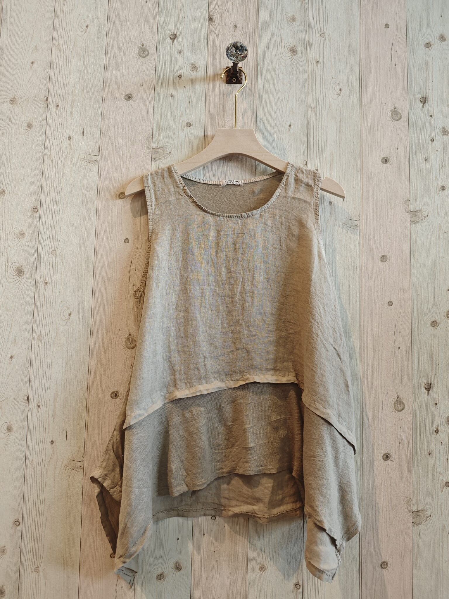 RIF 6290 BLUSA LUNGA IN LINO CON SCOLLO A V 100%