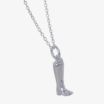 Charm con stivale da equitazione piccolo in argento sterling con collana