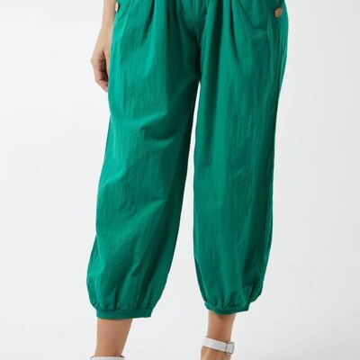 Pantalon boutonné coupe décontractée en jade