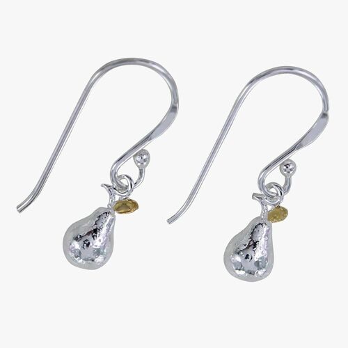 Sterling Silver Pear Charm Earrings