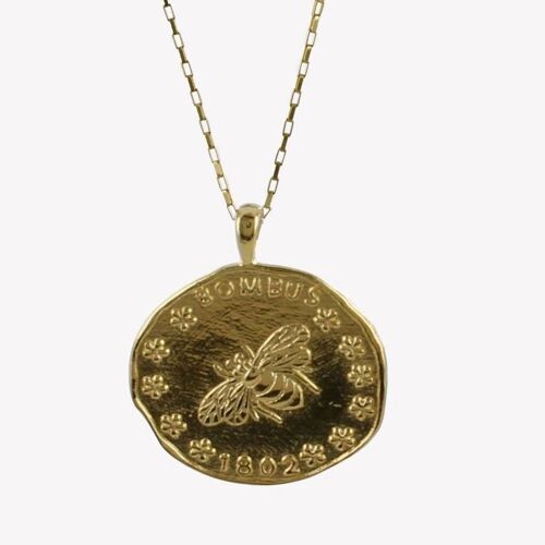 Bee Coin Necklace Gold