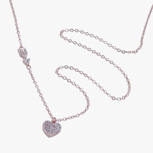 Pave Heart and Arrow Necklace