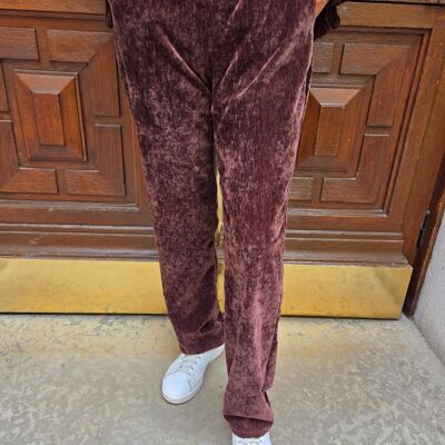 Pantalon uni en velours taille élastique- Fabrication Française Y428AG66