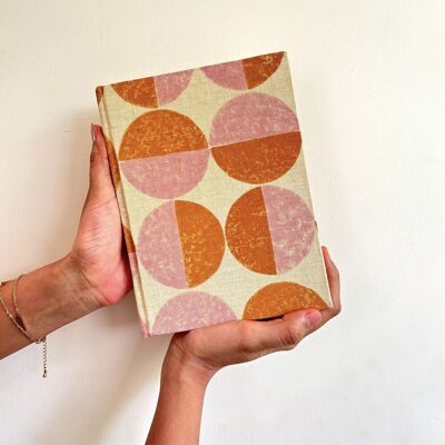 Cuaderno de papel hecho a mano, naranja y rosa - A5