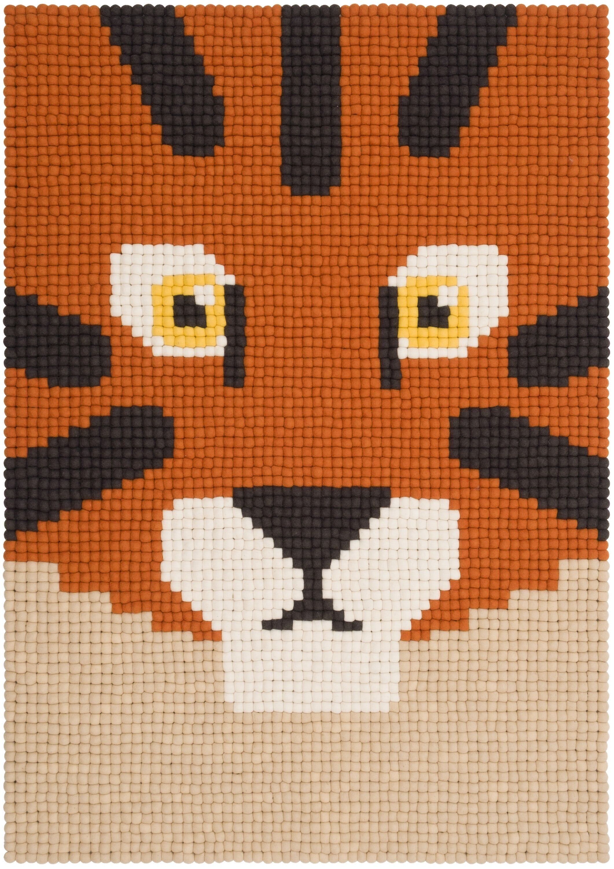 Alfombra rectangular de bolas de fieltro Shira