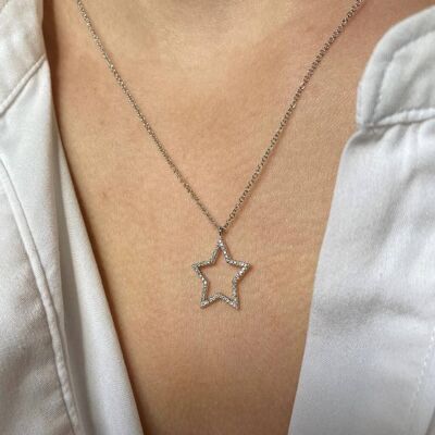Halskette mit Stern aus Roségold und Diamant