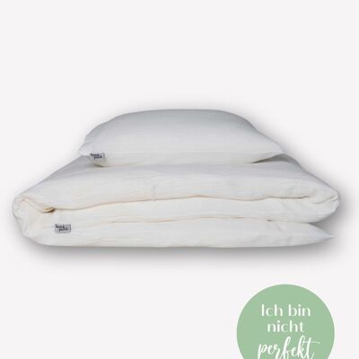 Ropa de cama de muselina • Blanco roto • 135x200 cm / con almohada 80x80 cm • Love at 2. Vista