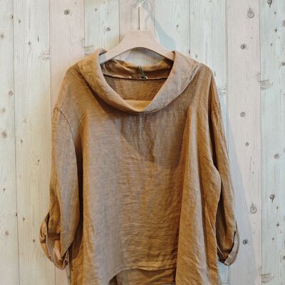 REF 10644 100% LINEN BOAT NECK BLOUSE