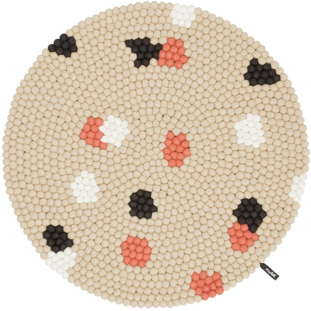 Alfombra redonda de bolas de fieltro Terra Sand