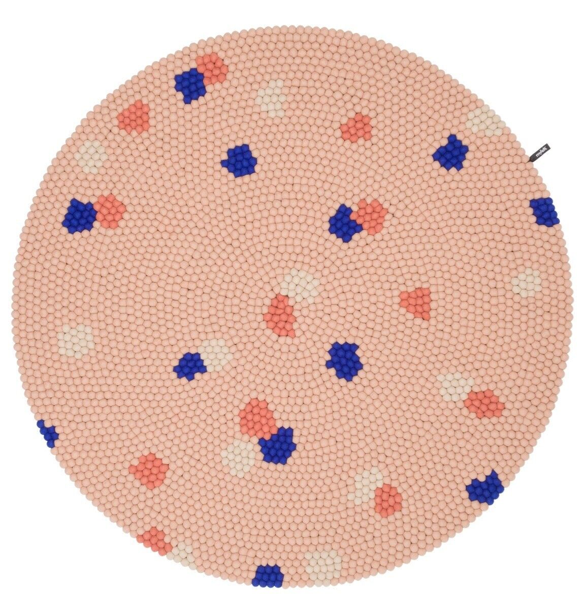 Alfombra redonda de bolas de fieltro Terra Rose