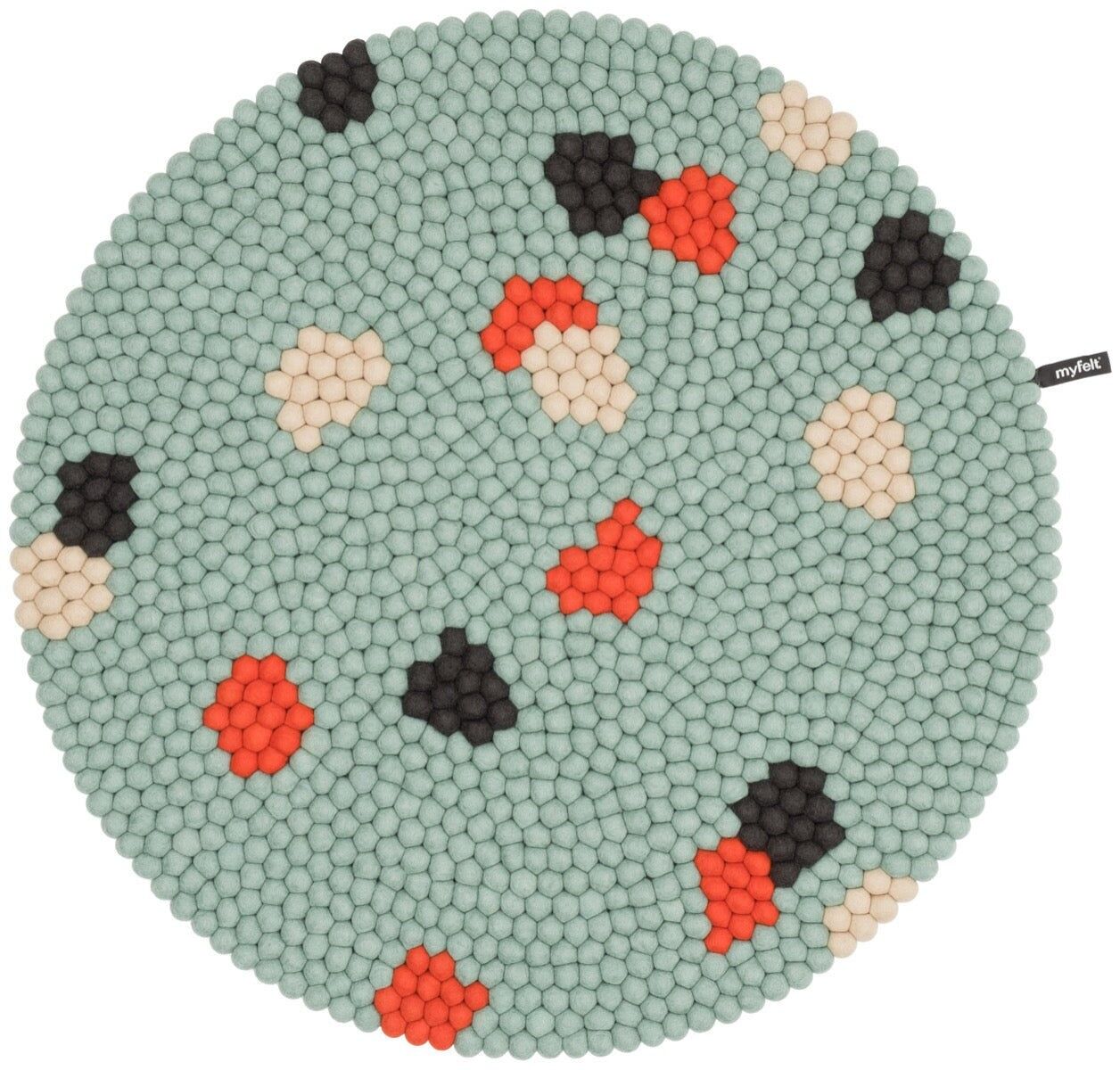 Alfombra redonda de bolas de fieltro Terra Ocean