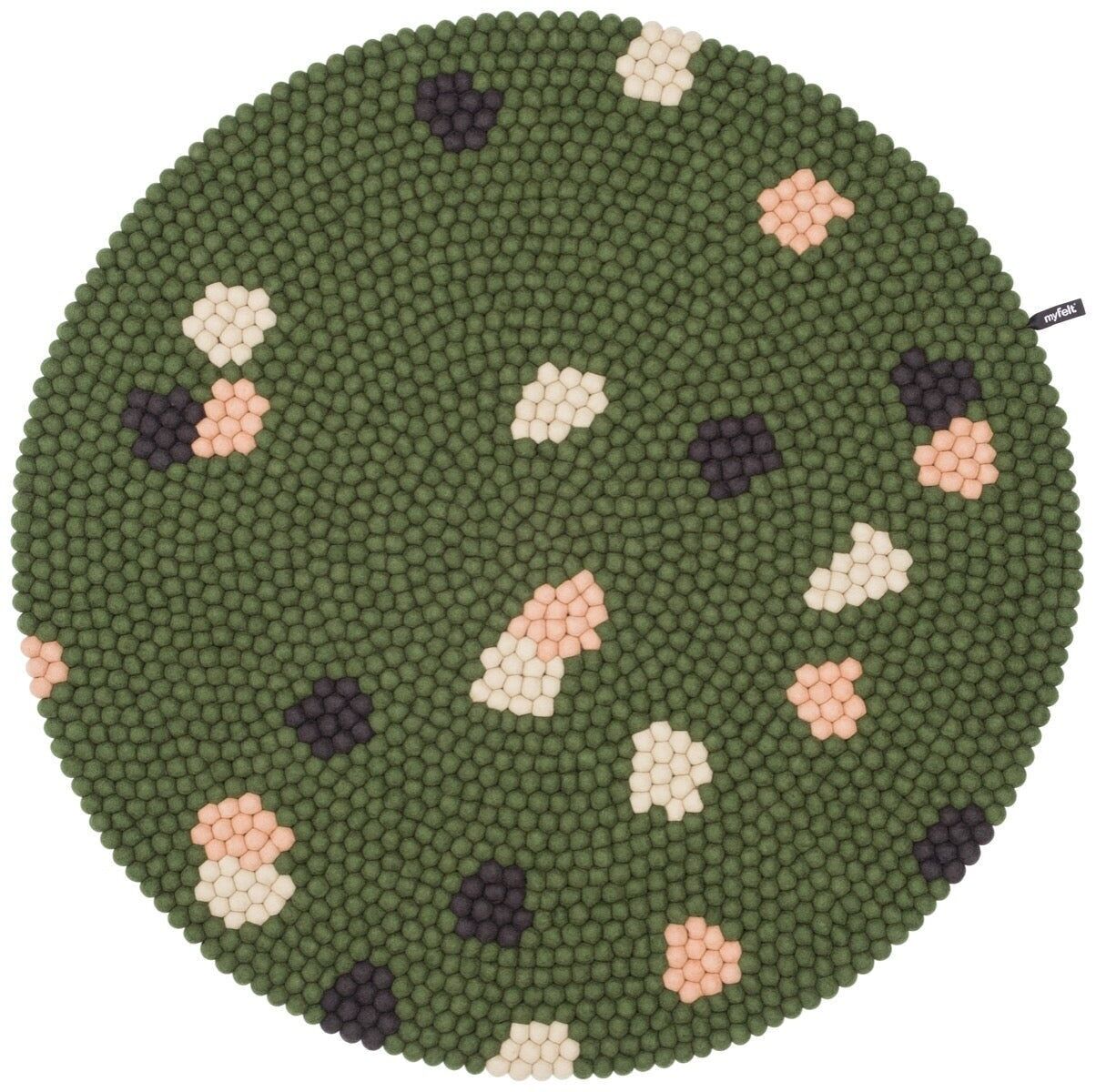 Alfombra redonda de bolas de fieltro Terra Moss