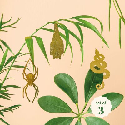 Spooky Plant Animal Set of 3 - Spider, Bat, Snake