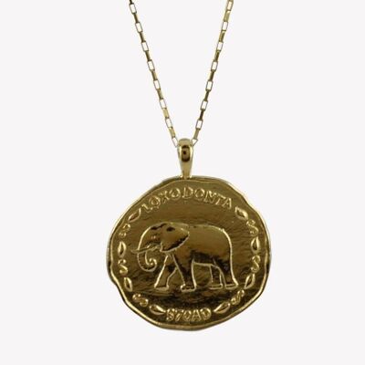 Elephant Coin Necklace Gold