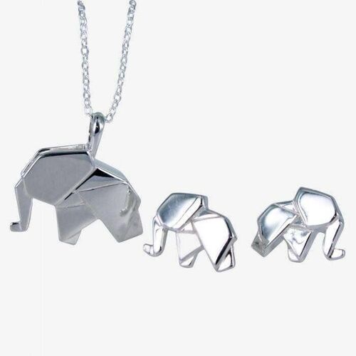 Origami Elephant Sterling Silver Necklace