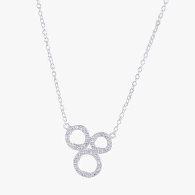Sterling Silver Blowing Bubble Pave Necklace