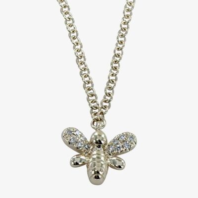 Diamond Bee Necklace Gold