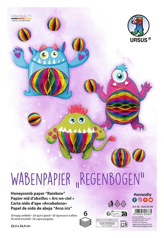 Wabenpapier "Regenbogen", 22,5 x 32,5 cm