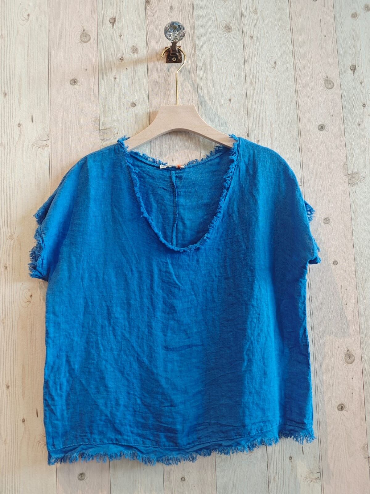 REF 11998 BLUSA FLECOS LINO 100 %.