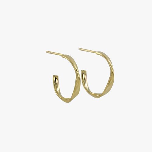 Sterling Silver Twister Hoop Earrings Gold