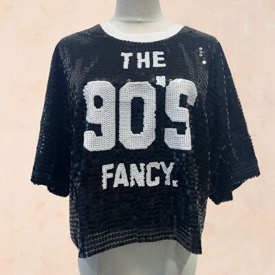 T-shirt nera con paillettes THE 90'S FANCY - 50002
