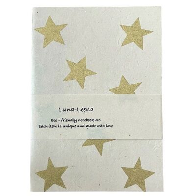 carnet durable A5 étoiles - or - couverture souple - papier écologique - fait main au Népal
