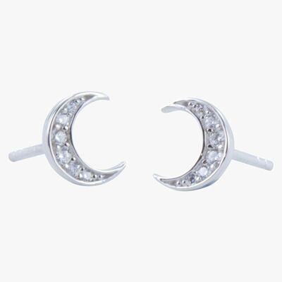 Moon Pave Stud Earrings