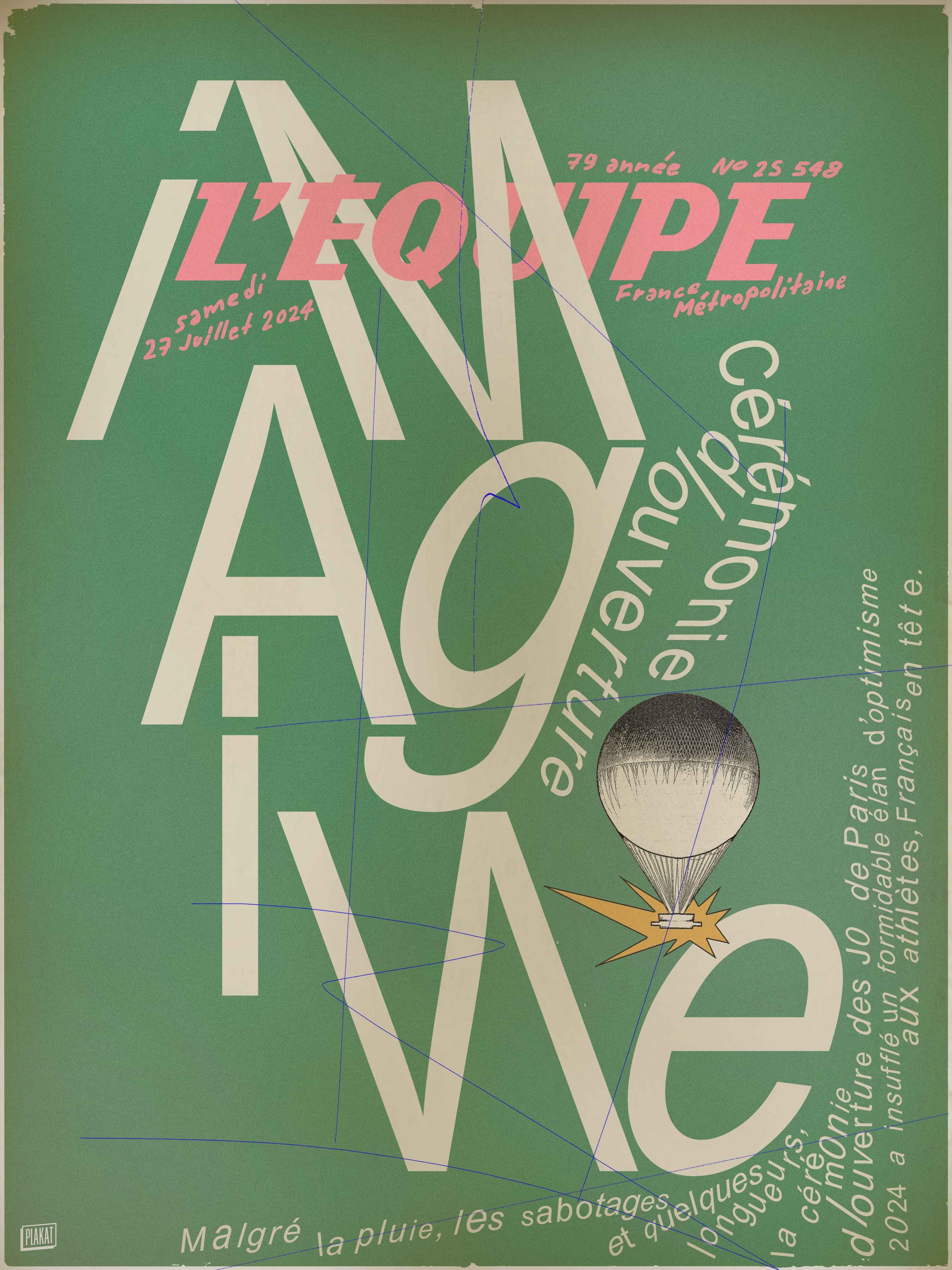 Affiche - L'Equipe - JO - VERT - L'équipe (digigraphie 30 x 40)