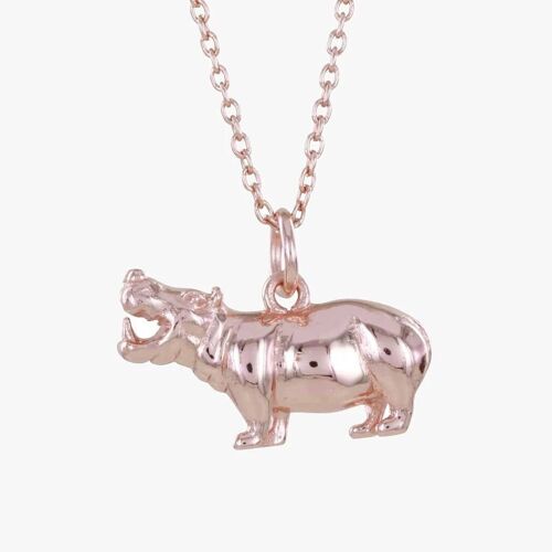 Sterling Silver Hippo Necklace Rose