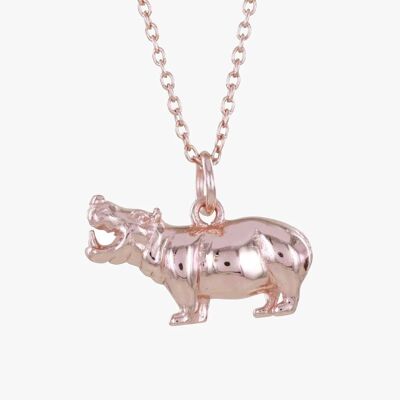 Sterling Silver Hippo Necklace Rose