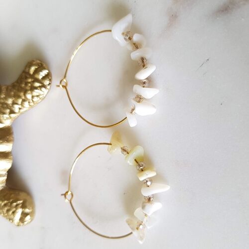 Boucles d’oreilles prisca opale blanche