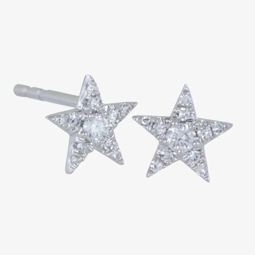 14K White Gold and Diamond Star Earrings