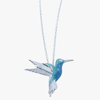 Sterling Silver Humming Bird and Enamel Necklace